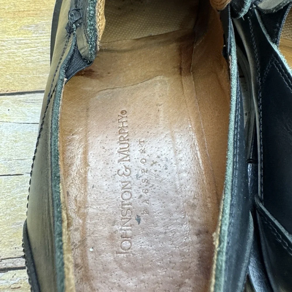 Johnston & Murphy Passport Loafers Mens‎ 8.5M Black Leather Italy Slip Preppy